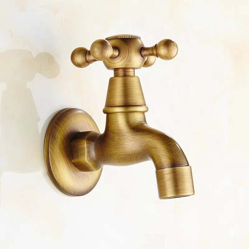 浴室墙壁抛光花园双龙头黄铜水龙头金属水龙头