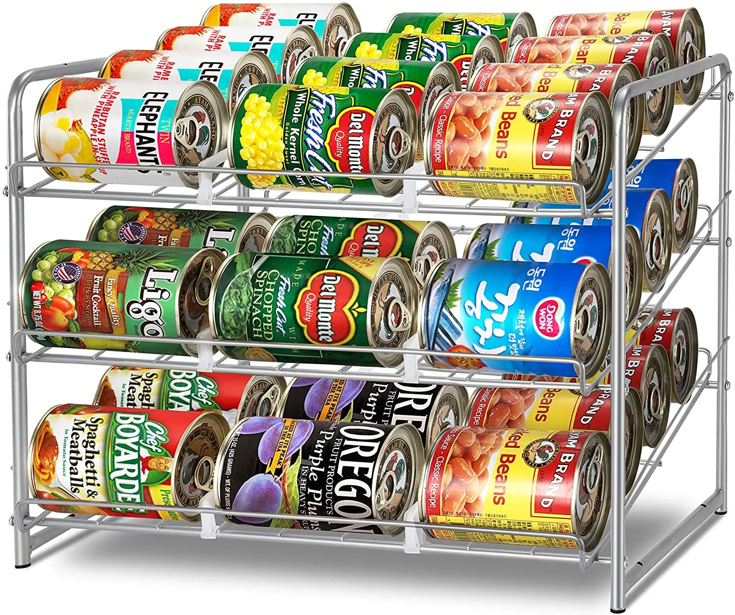 

ORR192 2 Pack Can Rack Organizer, Stackable Can Storage Dispenser Holds up to 72 Cans, Silver