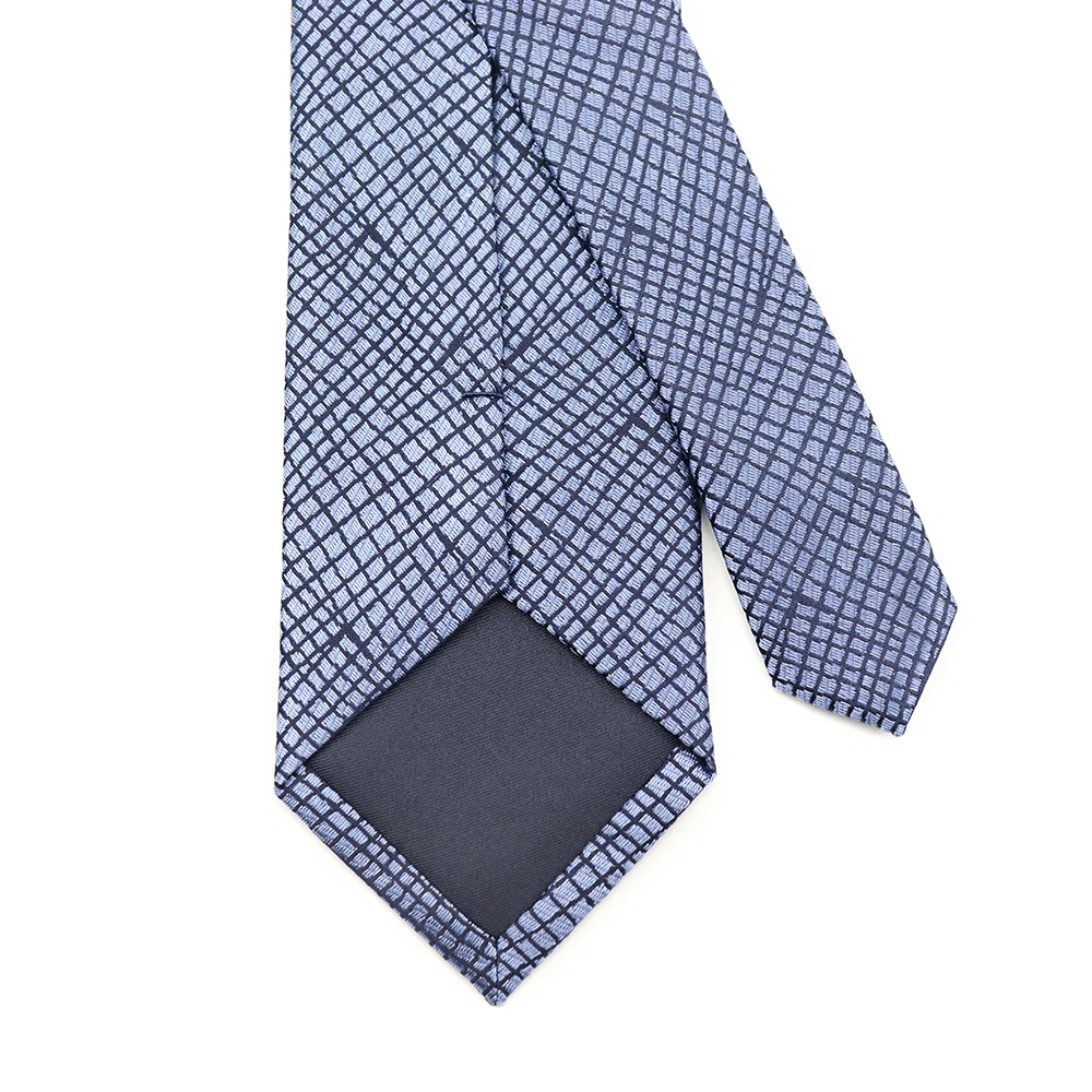 salubrious light blue checkered mens necktie mesh