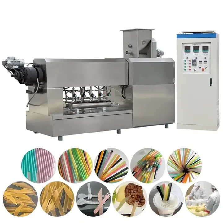 High Quality industrial Edible Rice Straw Making Machine Machines Automatic Cassava/ Rice / Pasta Straw Production Line