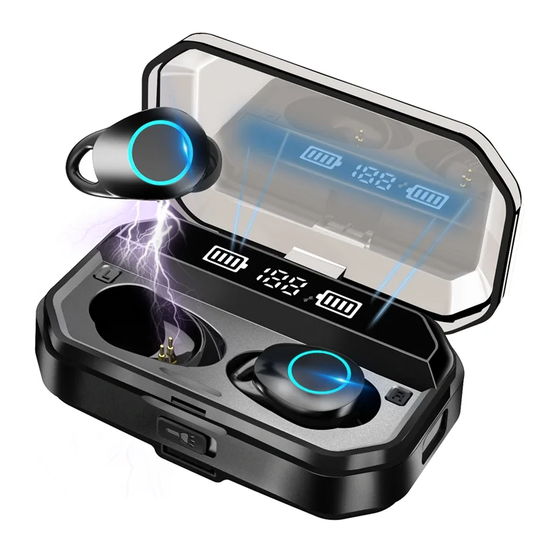 

New Model Emergency T19 TWS Wireless True Bt5.0 Earphone & Headphone Earbuds Led Battery Display Earphone with Power Bank