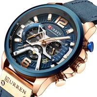 

CURREN men casual sport watches top brand luxury military blue leather wrist watch male clock fashion chronograph wristwatch