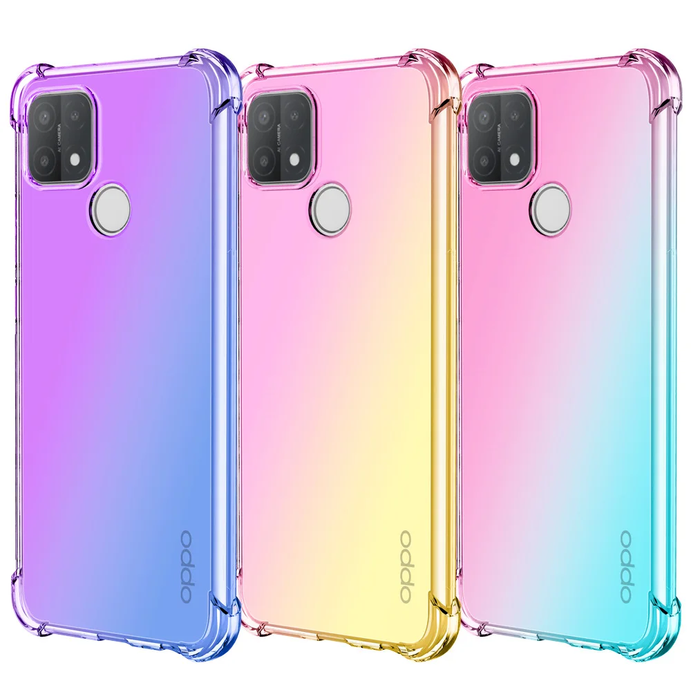 

Airbag Shockproof Soft Silicone Phone Case For OPPO Reno 6 Z pro A16 F19 pro plus A54 A55S A94 A93 A15 Gradient TPU Cover Capa, 6 colors