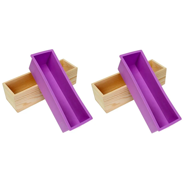 

Rectangular Mold with Silicone Liner and DIY Loaf Swirl Tool DIY Soap Candle Mould 1.2kg Mould Soap Mold with Wood Box, Purple