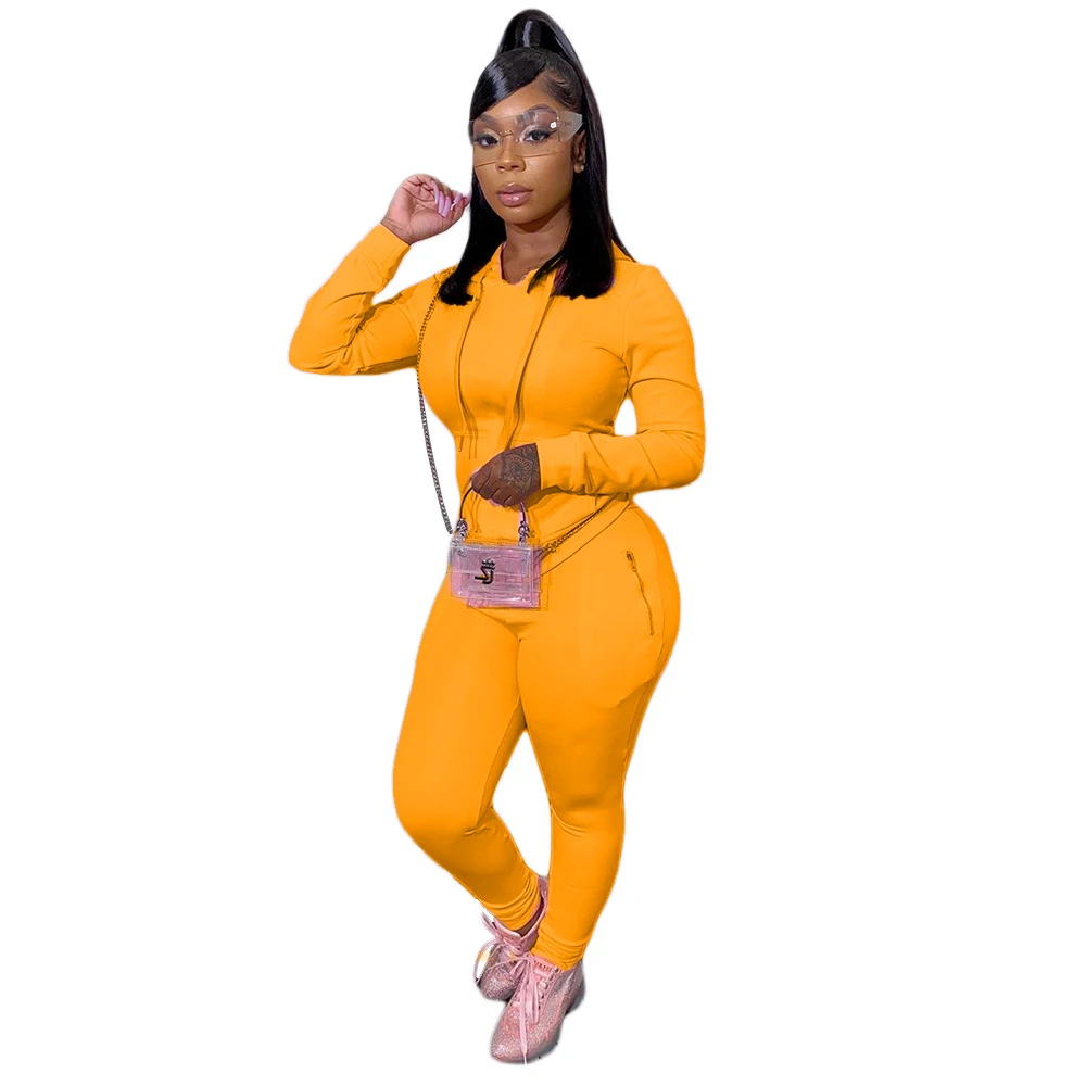 

Casual Women Hoodie Tracksuit Set Zipper Pocket Sweatshirt Legging Pants Activewear Workout Jogging Sets 2pcs Sporty Set, 5colors