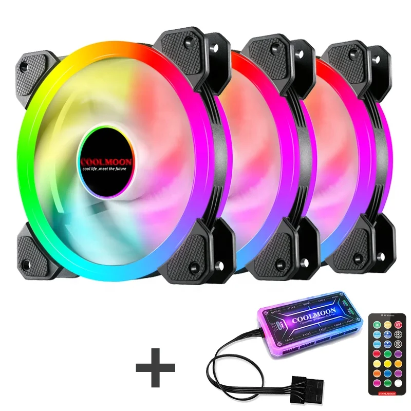 

COOLMOON sunshine RGB fan 120mm 3fans 1controller set computer case cooling fan