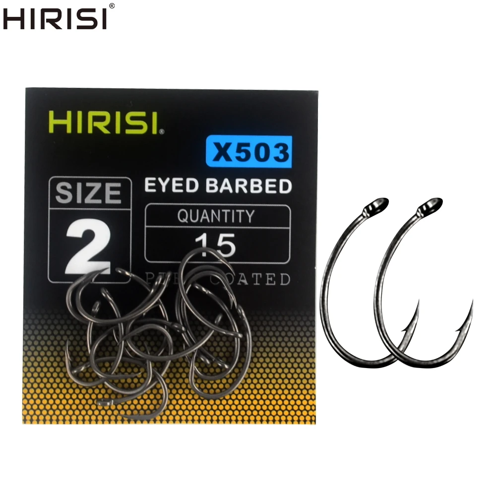 

Hirisi Fishing hooks PTFE Coated High Carbon Stainless Steel Barbed Fish Hook With Eye X503 fishing accessories