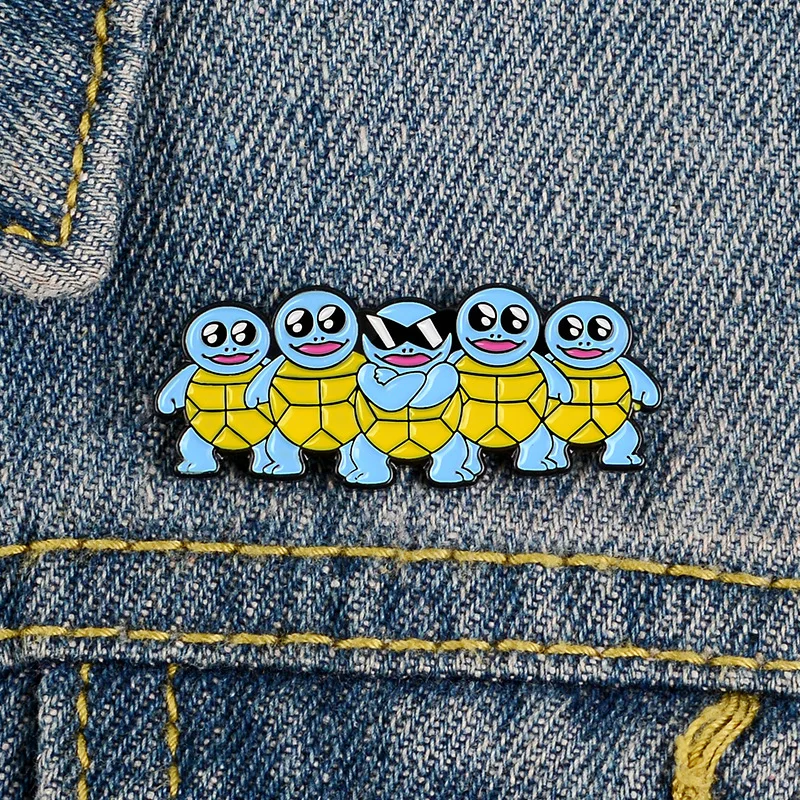 

Cartoon cute funny blue smile turtles brooch pins for kids friend ocean animal jewelry