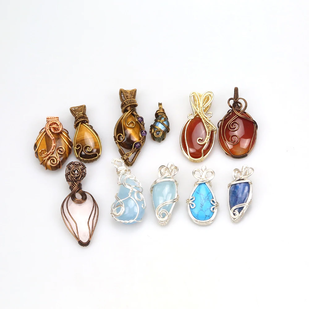 

XuQian Customized Handmade Copper Wire Wrapped Stone Pendant For Necklace, Picture