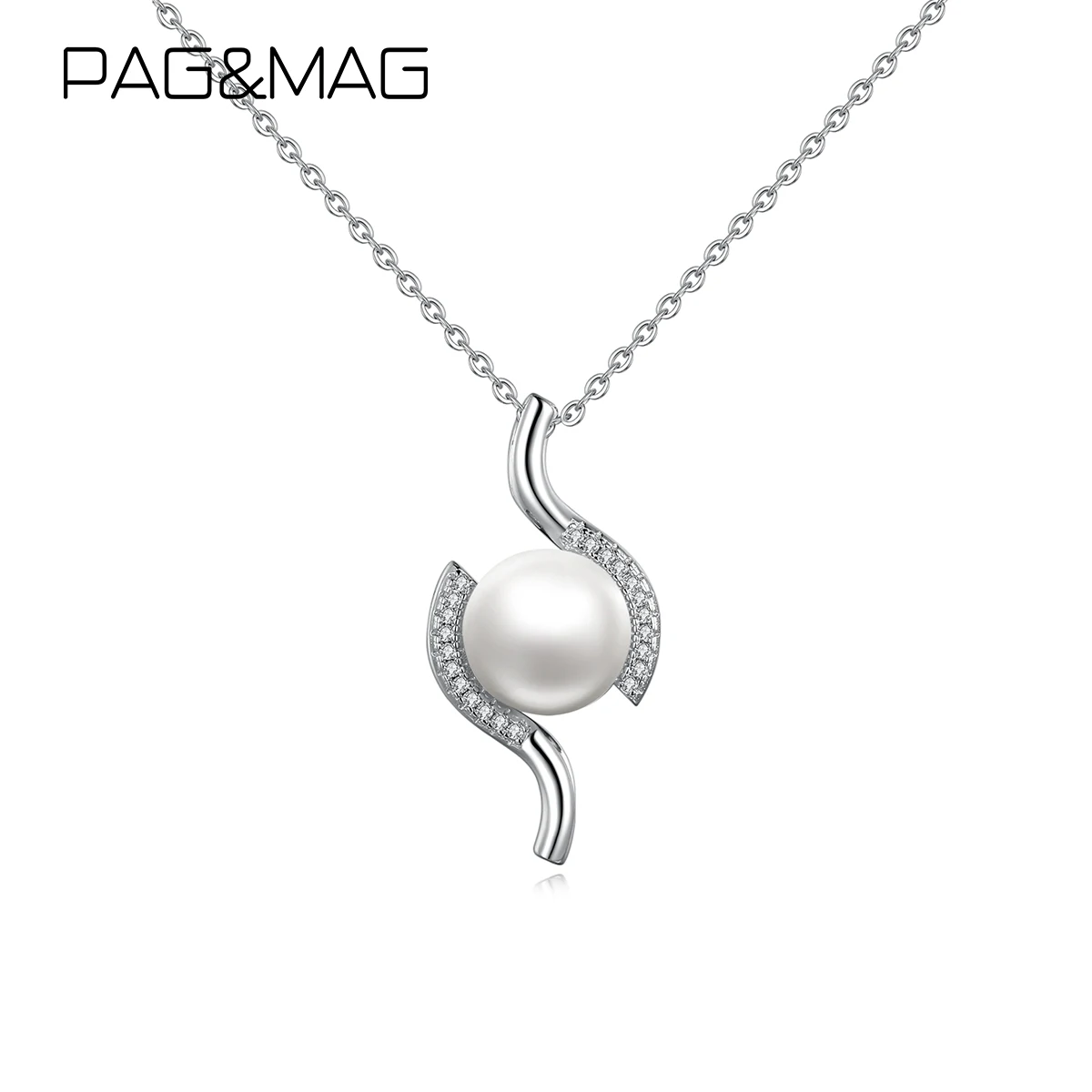 

PAG&MAG Silver Chain Woman Dainty Natural 2021 Fashion Pendant Selvir 925 Fresh Water Pearl Necklace