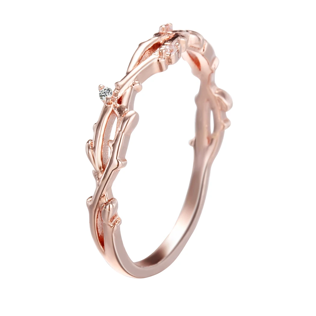 

Simple Branch Women's Crystal Ring Zircon Rose Gold Finger Ring Party fashion Vintage Jewelry Gift Women, ,silver ,18k gold