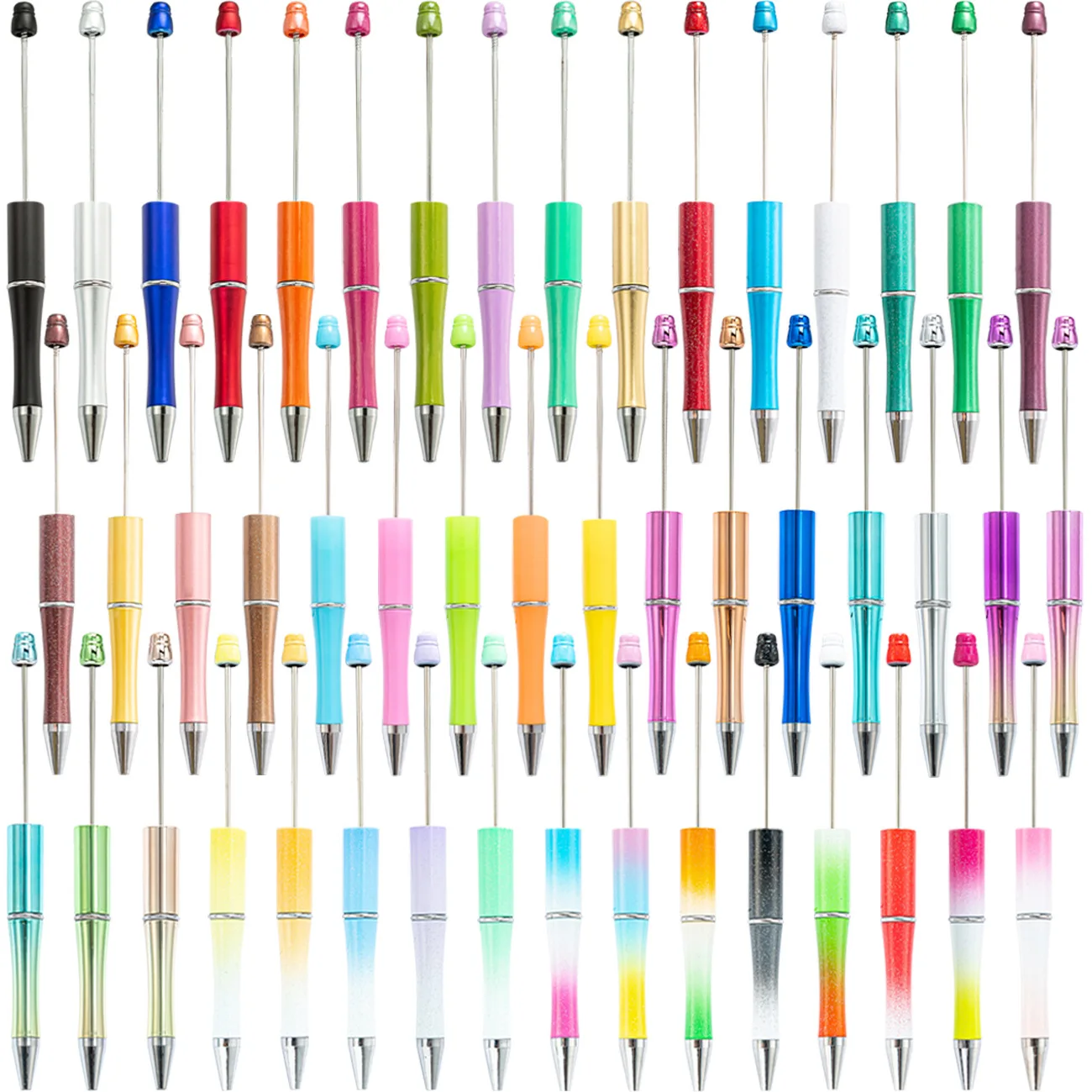 

promotional custom gel pens stylus fancy bead ball pen color slim metal body twist ballpoint pens