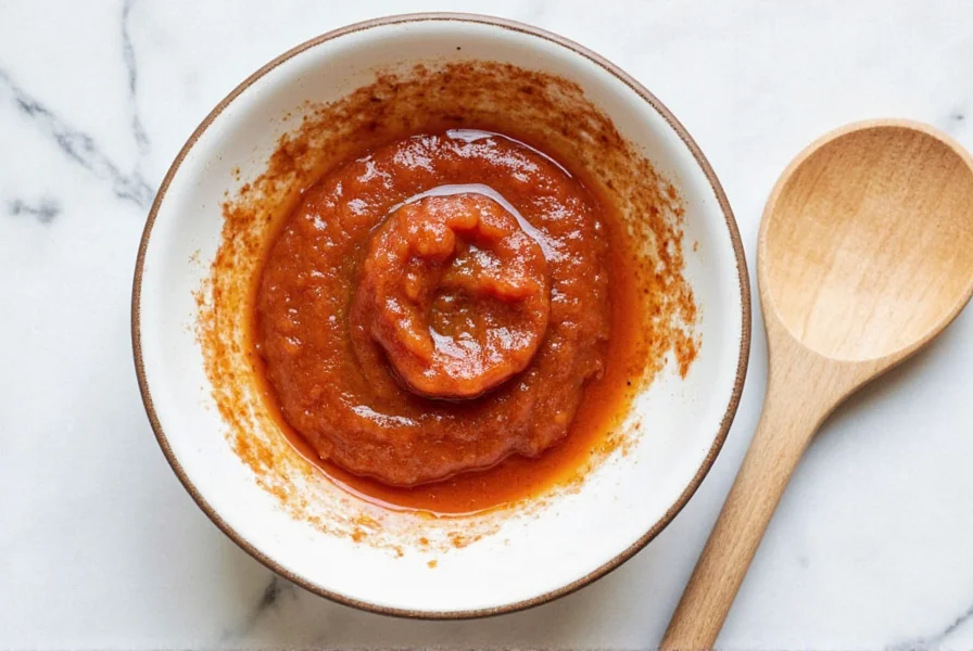 Two bowls of red and green mojo sauce side by side