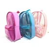Custom print fashion light weight shining glittered PVC kids transparent jelly backpack clear mini school bag for children