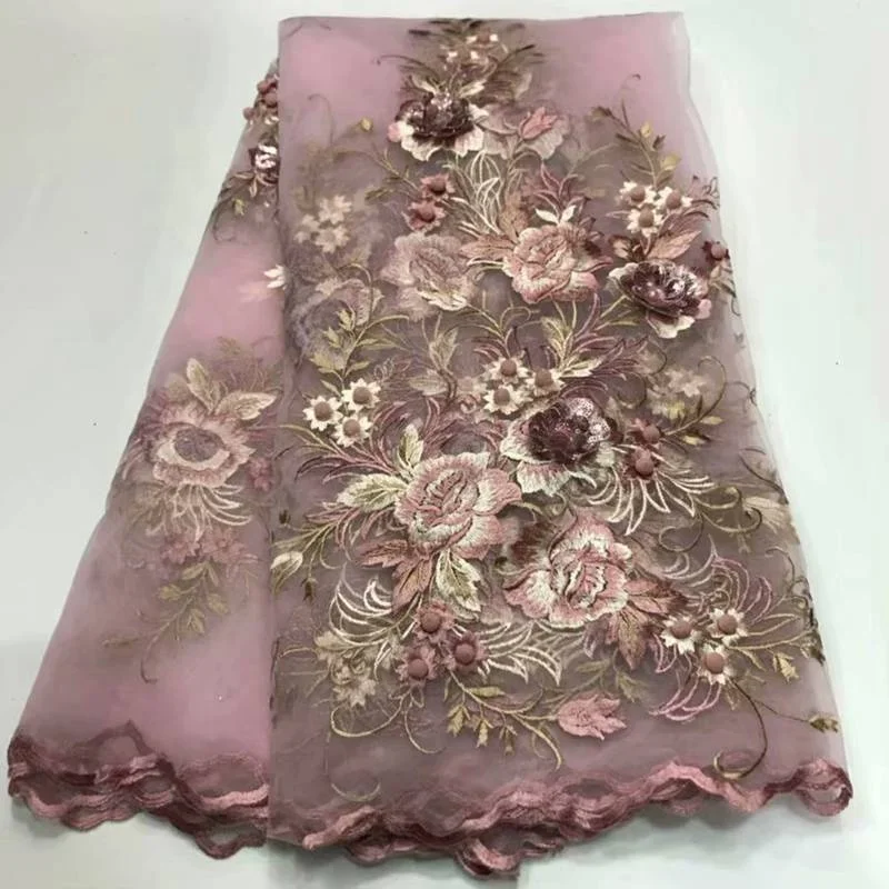

AL2604Z Red French lace fabric 3d Flower african lace Embroidery net lace for dress