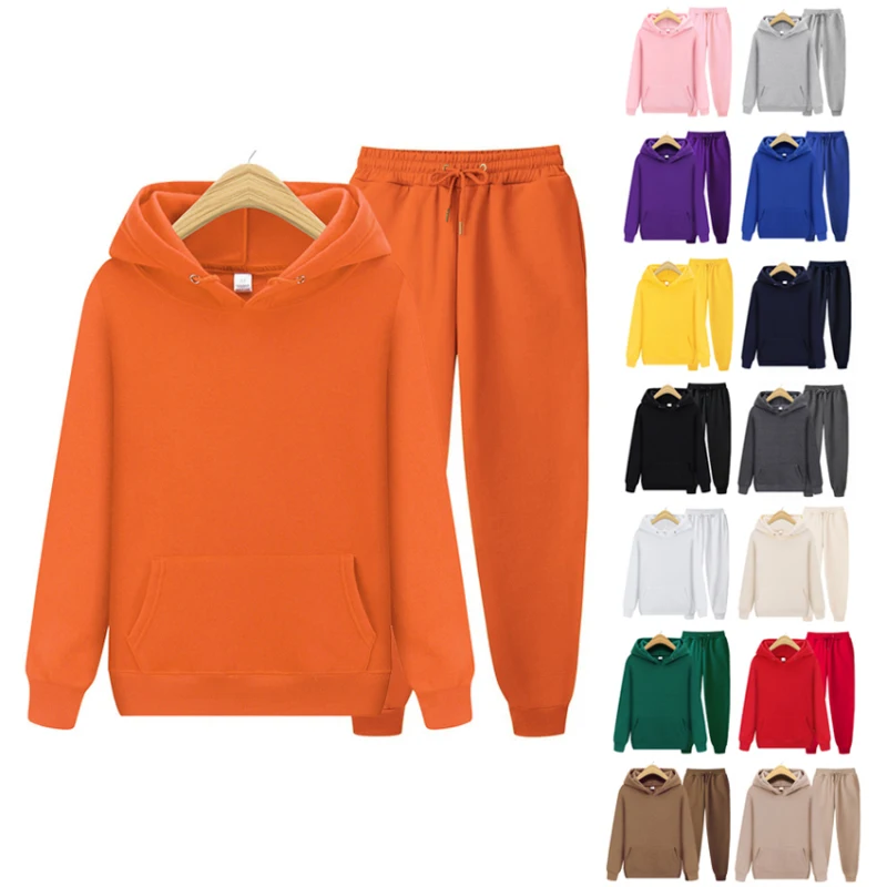 

Autumn Winter Hooded Sweatshirt Sweatpants Fashion Men Set Hoodie Pant Hip Hop Pullover Hoodies And Jogger Set Unisex