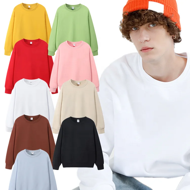 

Custom Cotton Fleece Pullover Long Sleeve Crew Neck Men Women Unisex Sweatshirt, In available