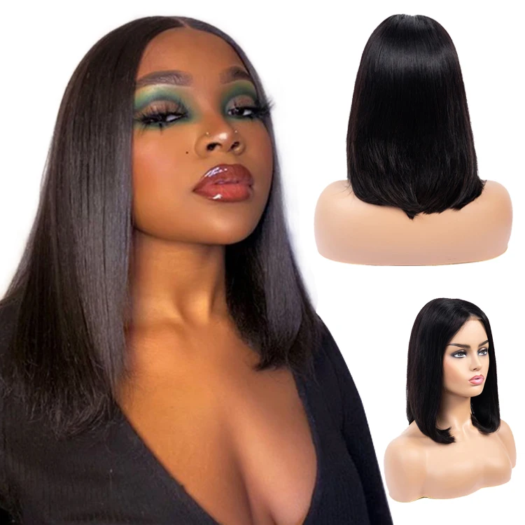 

Natural Color Short Human Hair Brazilian Full Cuticle Aligned Bob Lace Front Wig