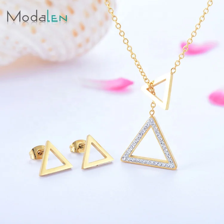 

Modalen High Quality Jewelry Gold 18K Stainless Steel Crystal Jewellery, Gold/sliver