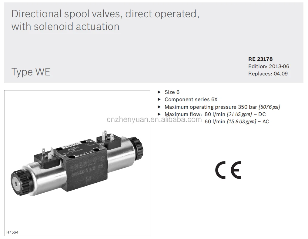 Rexroth 4we Series Hydraulic Oil Valve 4we3 4we4 4we6 4we10 Solenoid Directional Control Valve