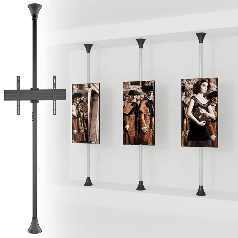 

Shopping Mall Use TV Stand TV Mount Pole Floor To Ceiling For Landscape Or Portrait Screen