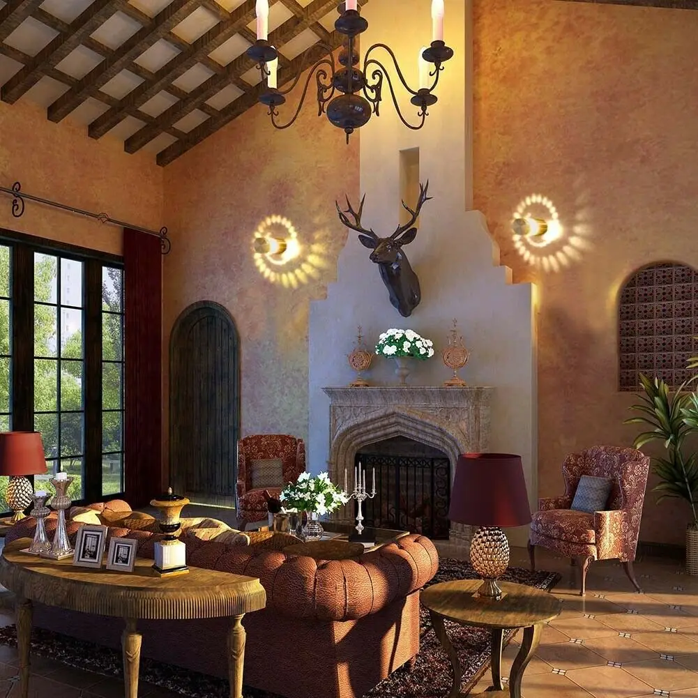 RGB Spiral Hole Effect LED Sconce Wall Lamp Light Fixture Colorful Wandlamp Remote Controller For Party Bar KTV Home Decoration