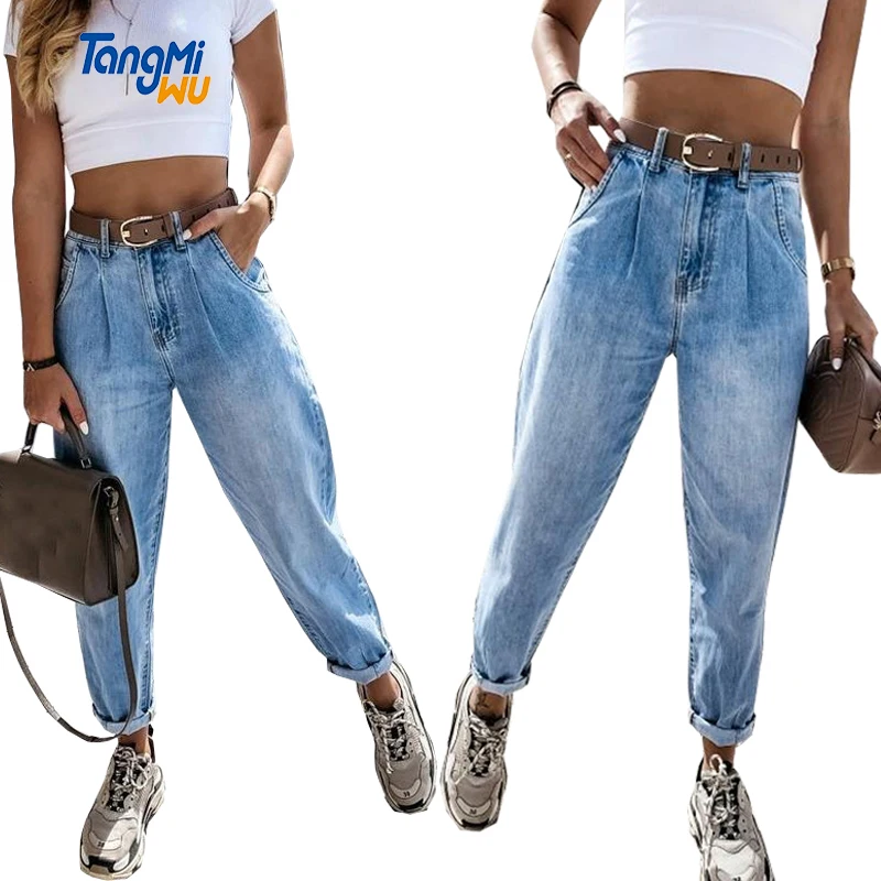 

Spring New Style High Waist jeans for women stylish Loose Buttons Zipper casual high-waisted Straight Jeans Women