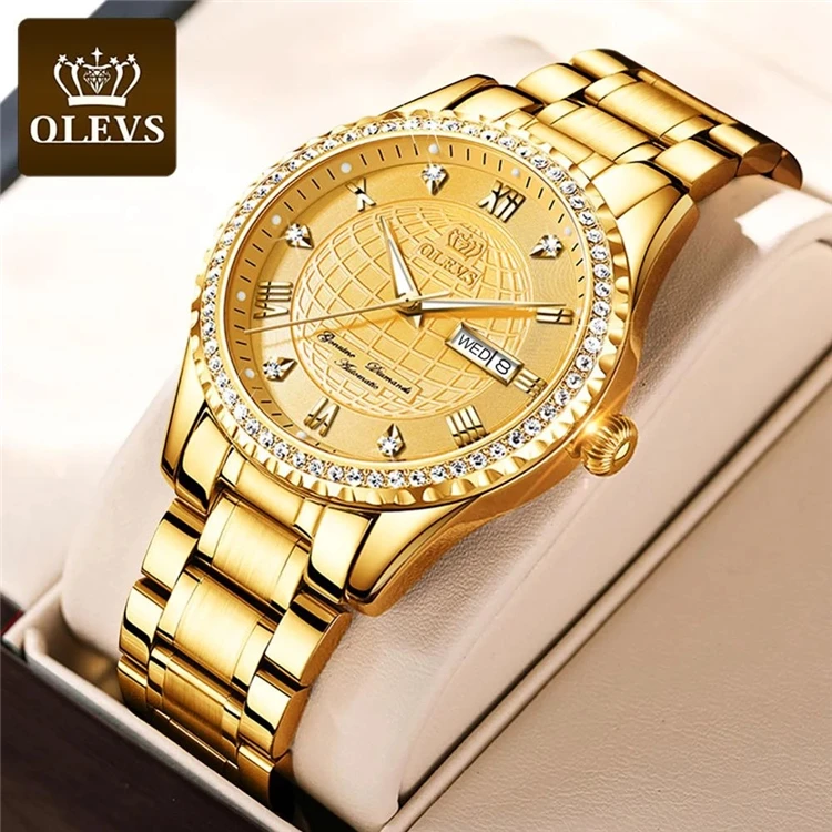 

Men Mechanical Watch Gold OLEVS Luxury Automatic Watch diamond Sport Stainless Steel Waterproof Watch Men relogio masculino