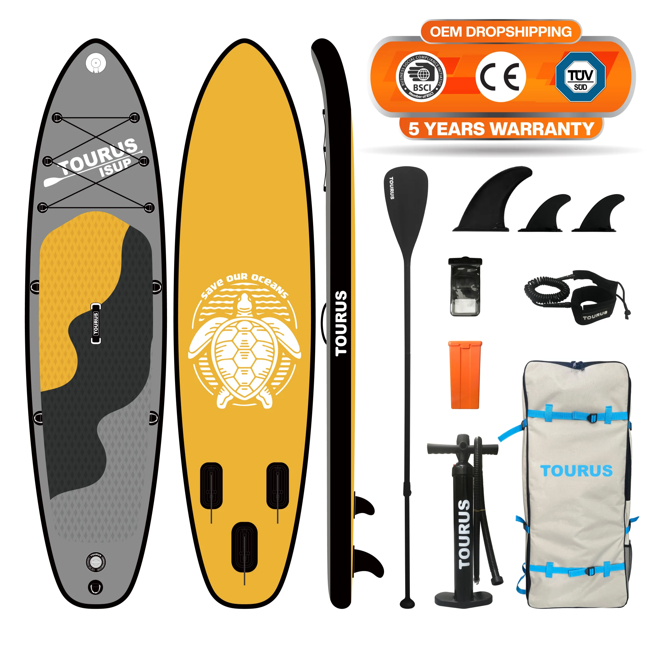 

TOURUS new design reinforcement surfboard inflatable stand up paddle board