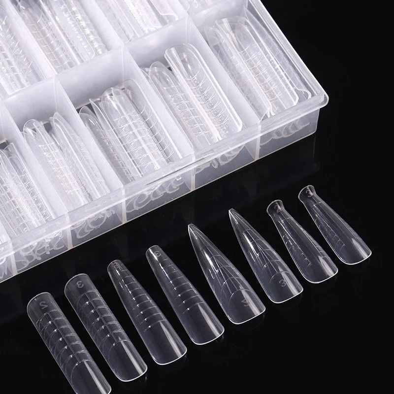 2024 Fully Attached Nail Plate with Phototherapy Crystal Reusable French Style Square Pattern Nail Model Without Finger Support