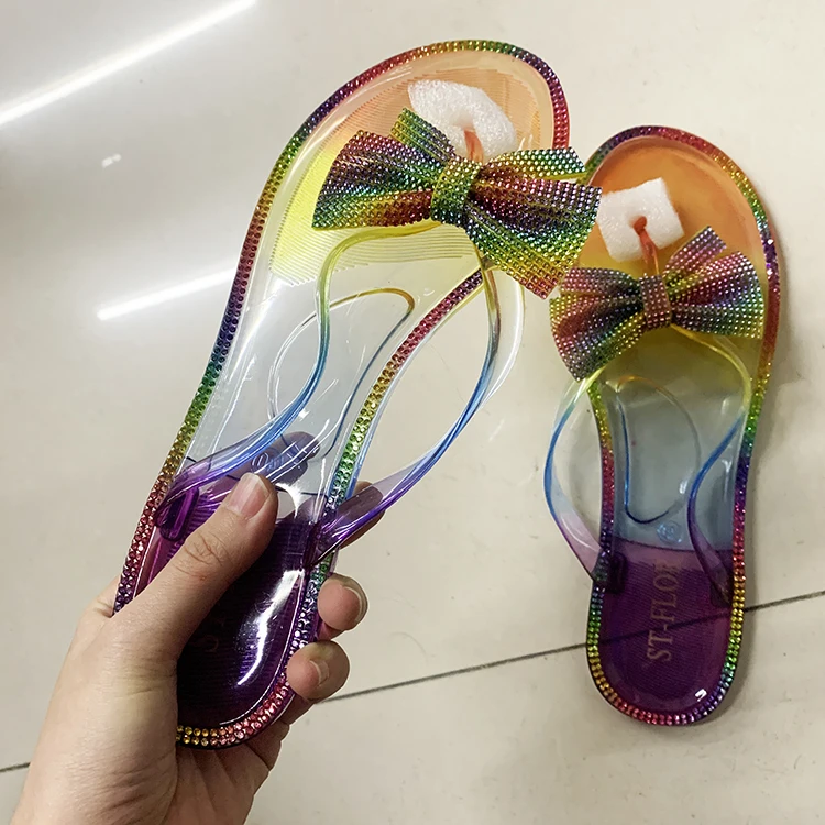 

Factory direct sell shining diamonds jelly slides summer outdoor ladies beach slippers