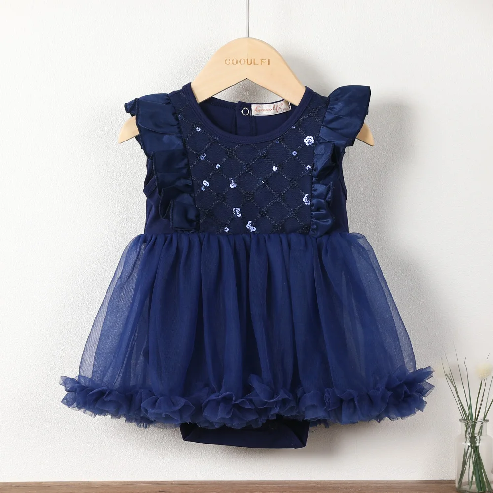 

Manufacturer Romper Lace Sequin Embroidery Angle Sleeve Ruffle Infant Girls Frock Dress Birthday Dresses Baby 1 Year Old