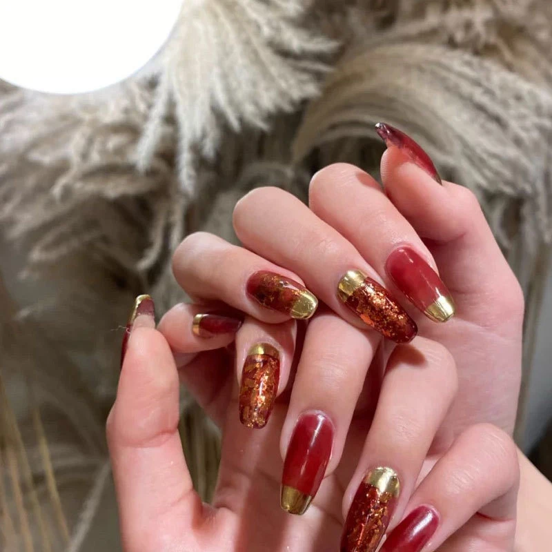 

8ml Hybrid Varnish Polish UV Color Gel Manicure Primer Top Coat Glitter Amber Wine Red Nail Art Decoration TSLM1