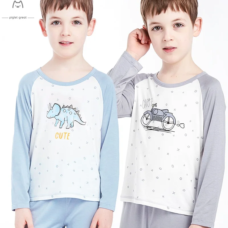 

Cartoon Printed Dinosaur Cute and Lovely Long sleeve Boy Children Pajamas Sets