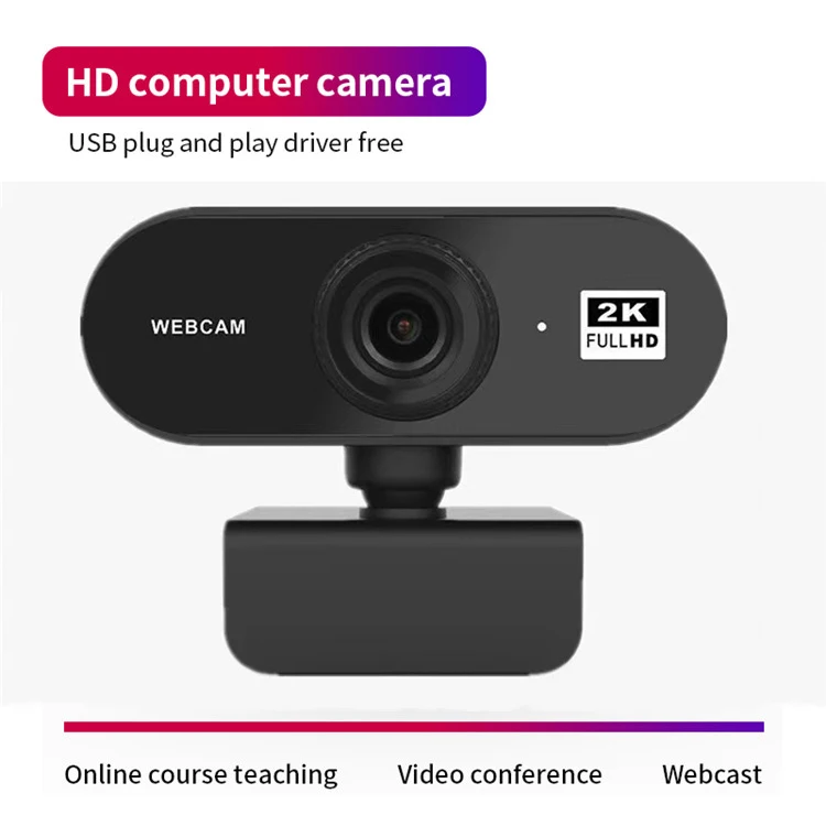 

NEW 2K Webcam with Microphone Full HD Video Web Cam Computer USB Web Camera, Black