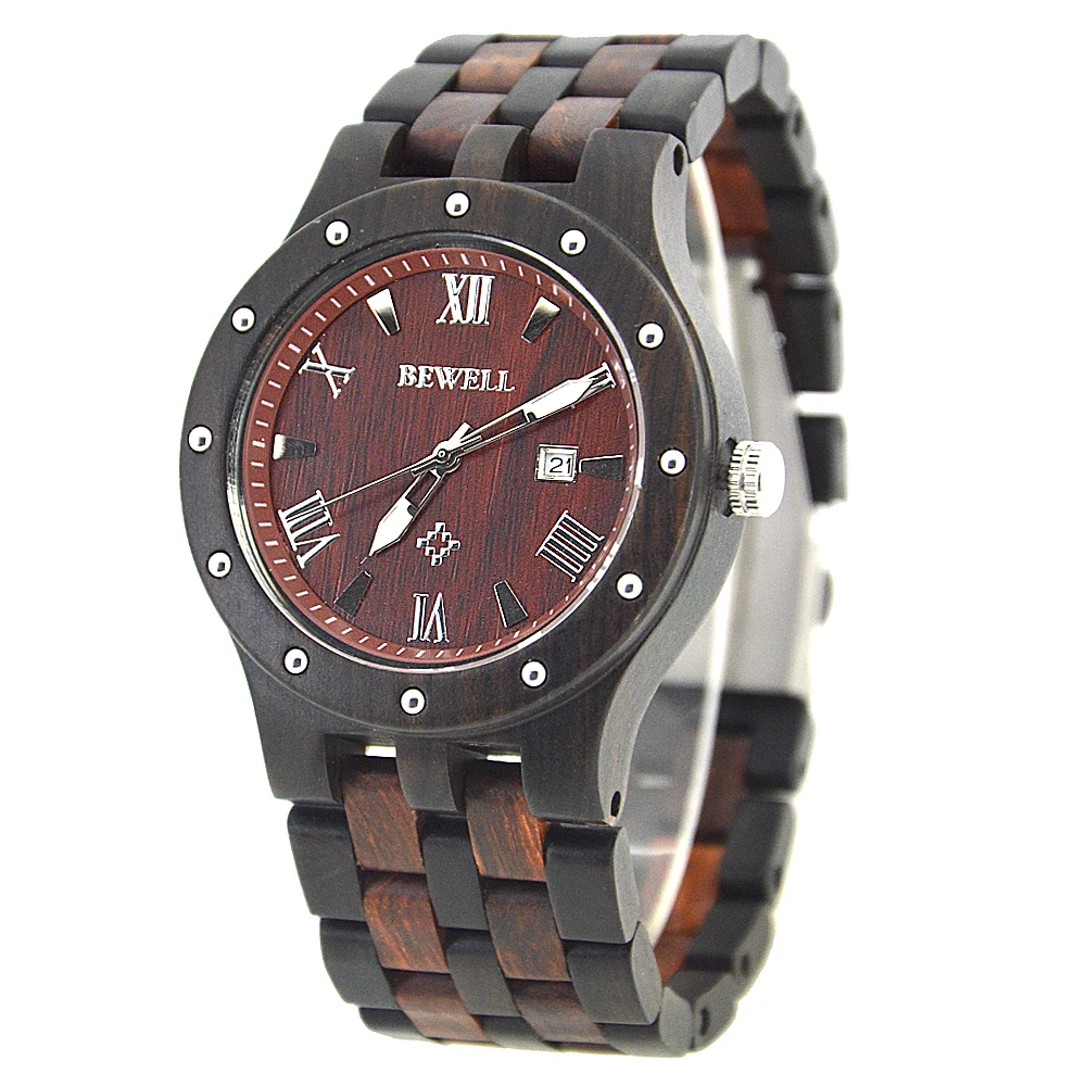 

China Bewell OME Sandalwood Watch for Mens Wrist Watches Luxury reloj, Ebony wood, zebra, red sandalwood etc