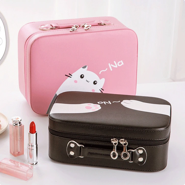 

Large capacity portable super cute storage box toiletry bag women's travel makeup bag box zipper Cosmetic bag, Customized