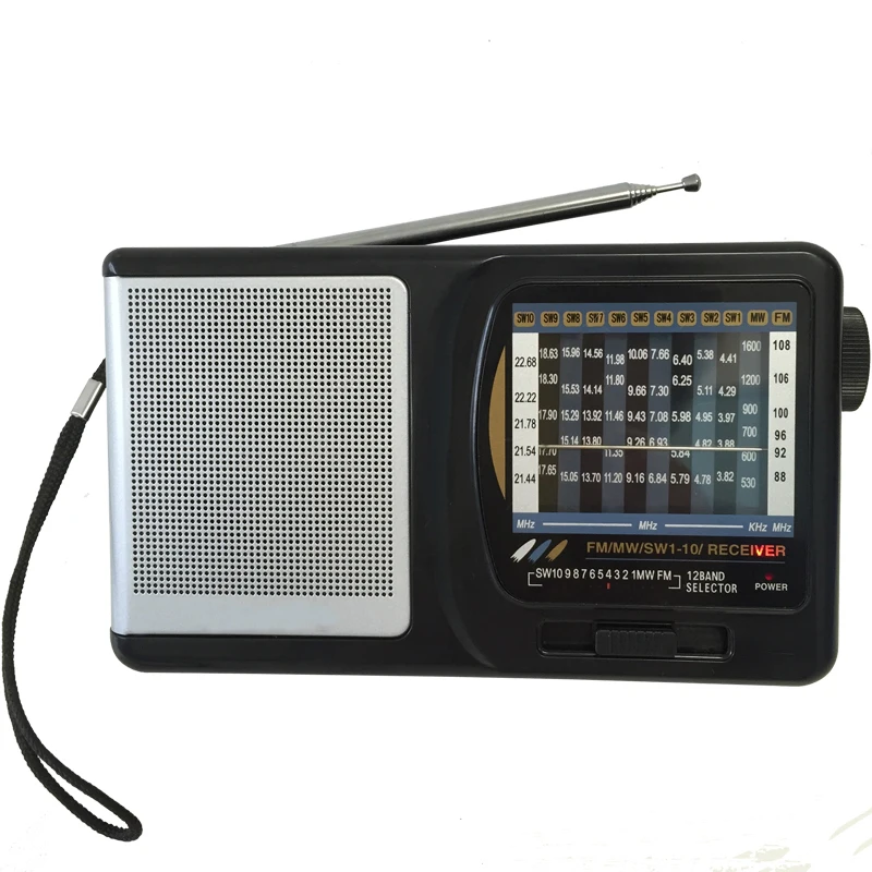 

2019 Wireless FM MW SW1-10 12 band radio multi band radio receiver, Back