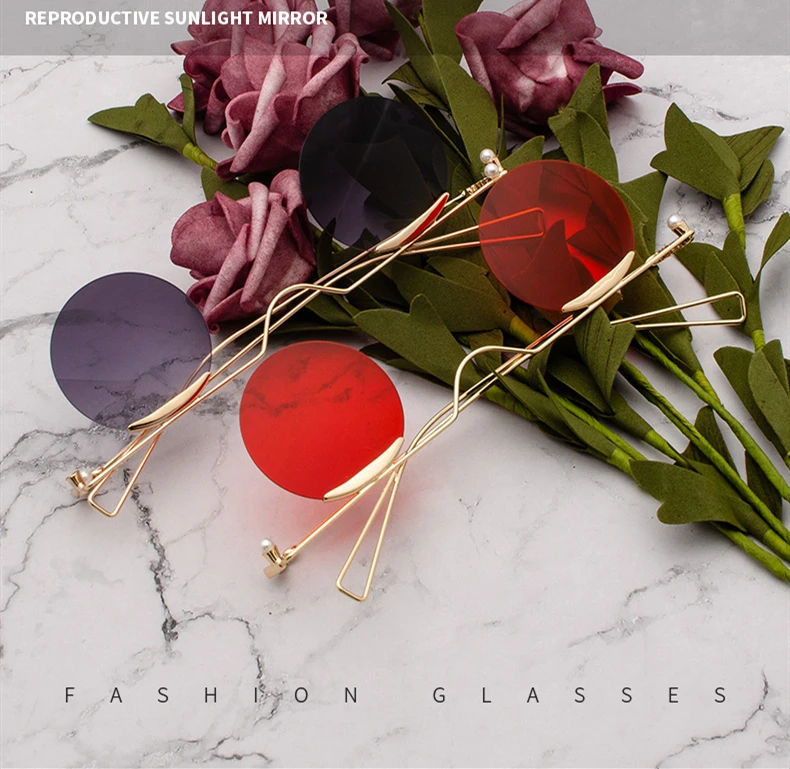 

2021 New Trendy Fashion Round Rimless Shades Unisex Unique designer sunglasses