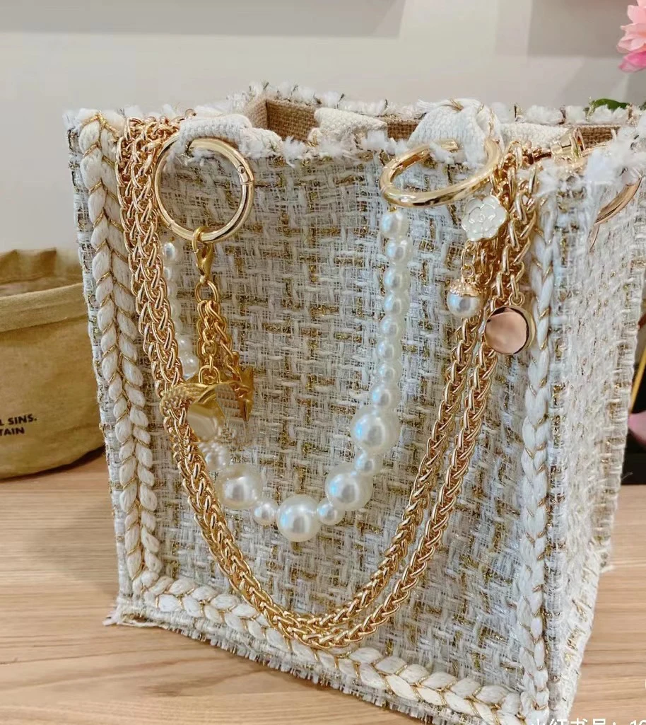 

Shoulder Bag Fashion Ladies Women Crossbody Bag Weave Wild Chain Messenger Small Square Pearl Classic Handbag, As show