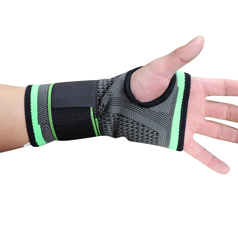 

Resilient Breathable Knitted Fabric Gym Fitness Training Wristband Weight Lifting Wristband Support, Black.green