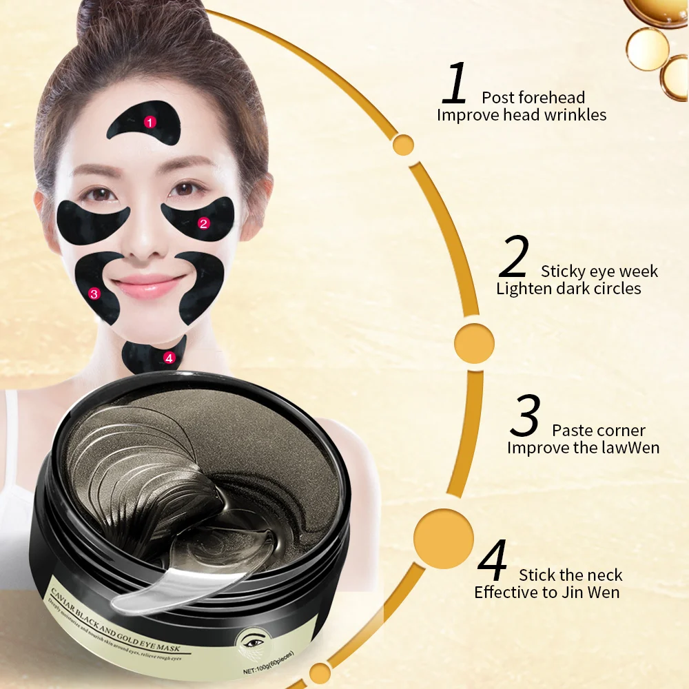 

2020 Hot Sale Anti Aging Wrinkle Crystal Collagen Eye Mask Eyebag Dark Circle Removal Parches Para Ojos Caviar Eye Care Mask