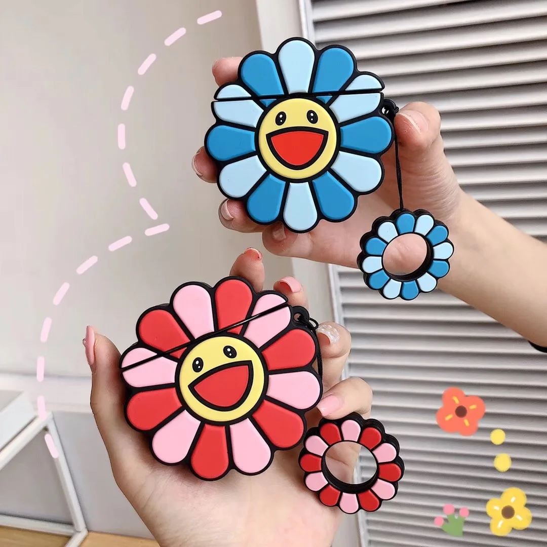 

Fashion soft silicone cover 3d sunflower earphone accessories case for Apple Airpods 1 2