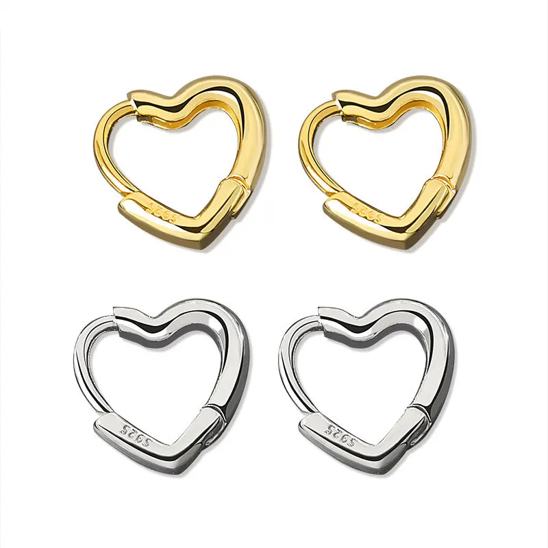 

Zooying Fashion 925 Silver Hollow Heart statement Earrings For Women Gold Heart Earring Jewelry