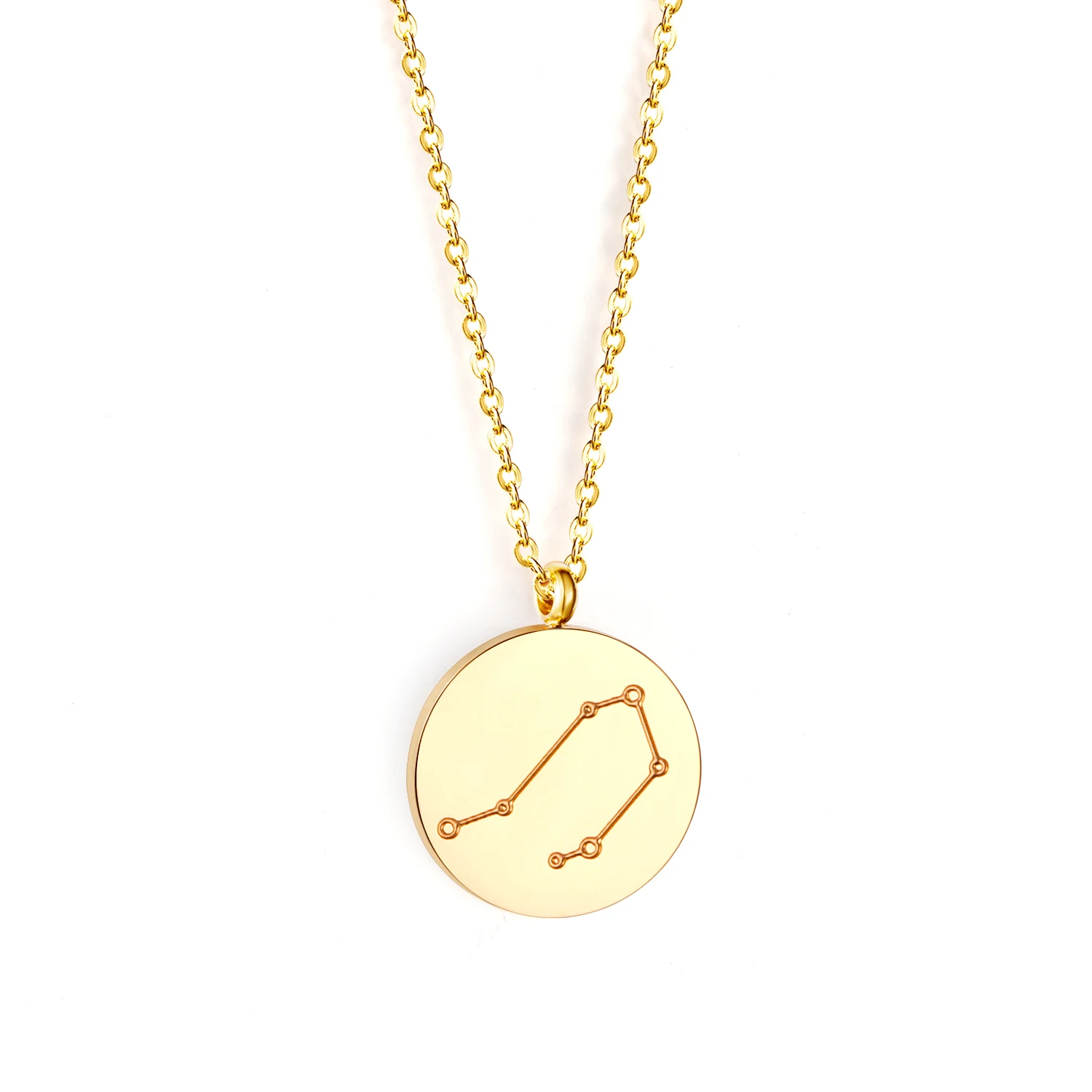 

Ason Fashion Coin Shape Stainless Steel Necklace 18k Gold Plated Custom Zodiac Signs Necklace Jewelry For Unisex, Gold/silver/mix available