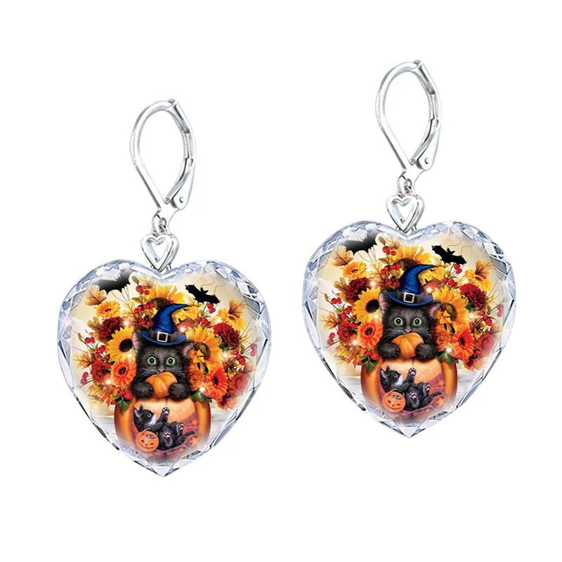 

Cartoon Fashion Girl Halloween Cat Fan Exaggerated Lady Jewelry Earrings