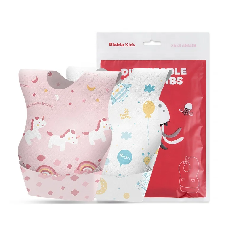 

Wholesale cute unicorn waterproof comfortable baby's disposable bibs