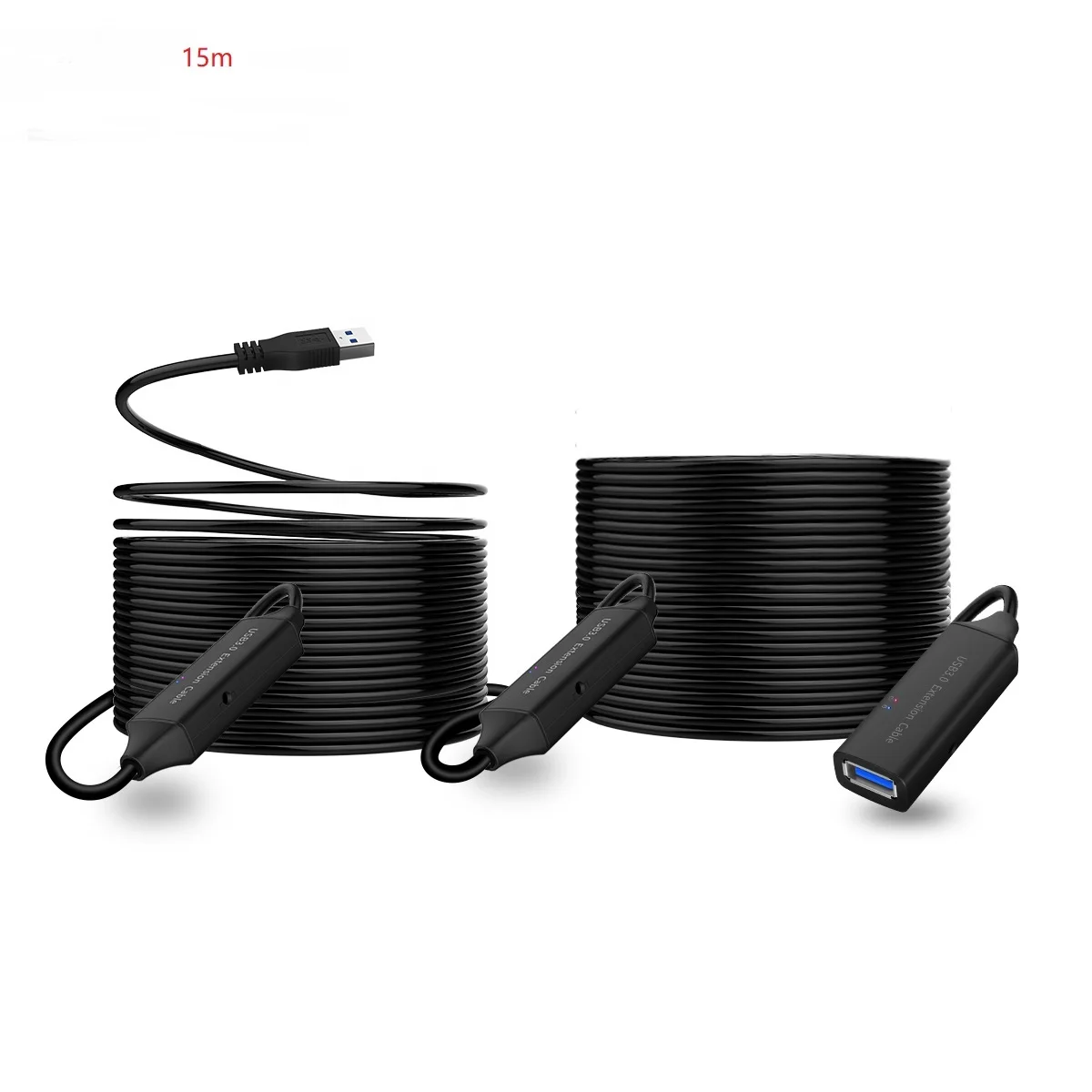 

Black usb 3.0 extension cable 15 meters IC RTS5411 with extra power supply in stock