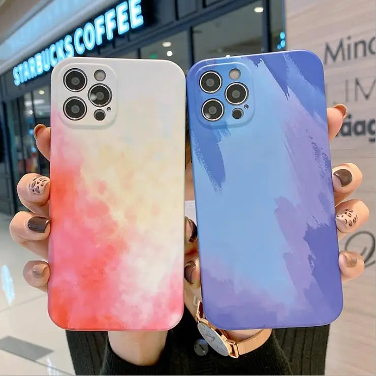 

Newest Fashion Watercolor Plating TPU Soft Phone Case For iPhone 12 Pro MAX 6 Plus 7 8s XR XS MAX SE 2020 Back Mobile Cover Capa, Watercolor planting colors
