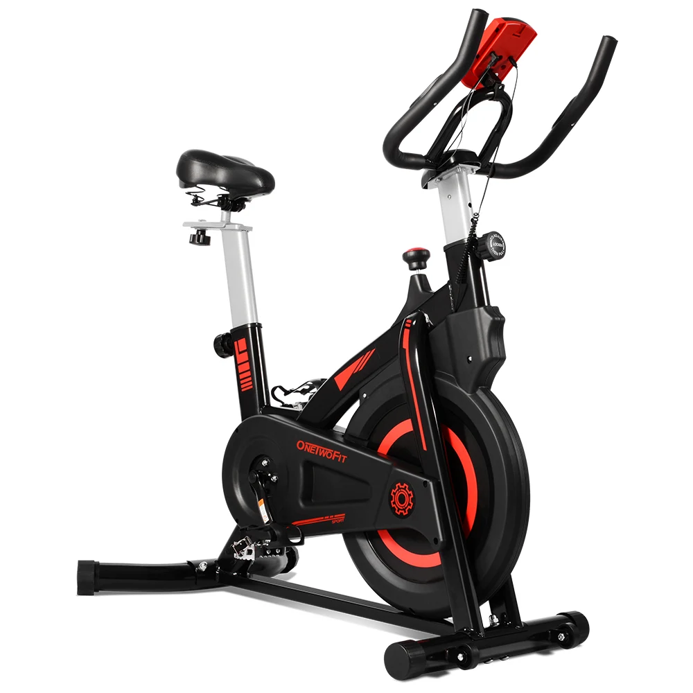 

Onetwofit Support Sample 6 Kg Fitness Gym household multi functional Spinning Bike Indoor Cycling Exercise Bikes For Sale, Black + red